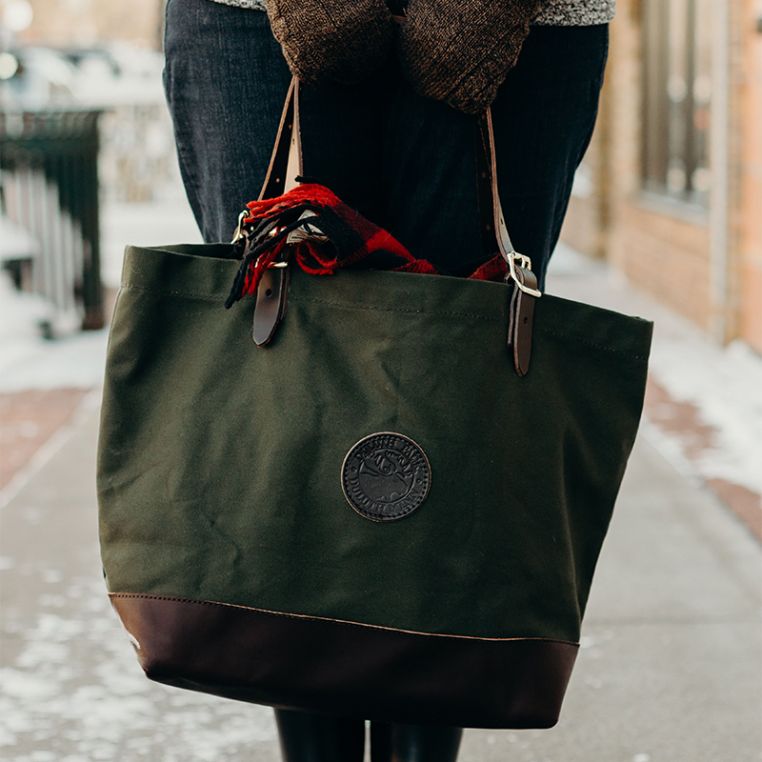duluth leather tote