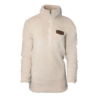 white sherpa half zip